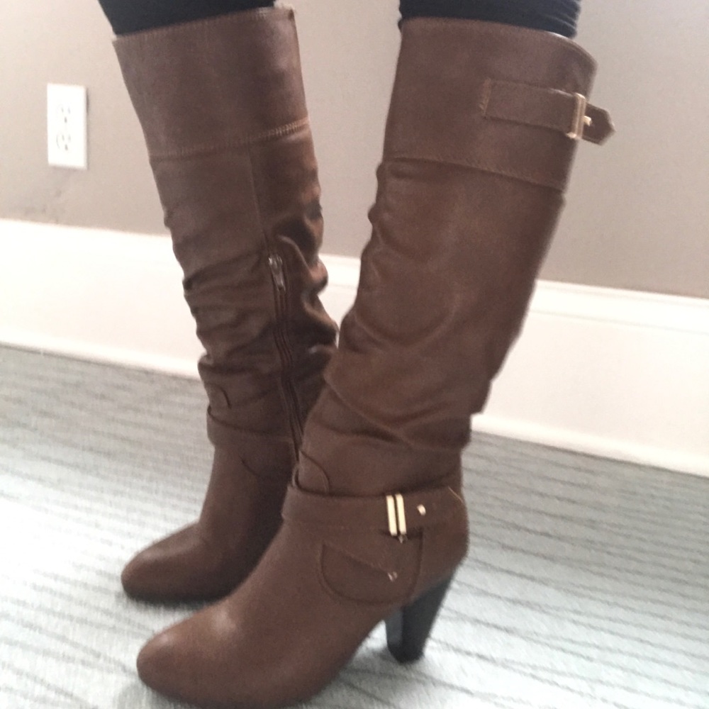 Rampage cognac heeled boots